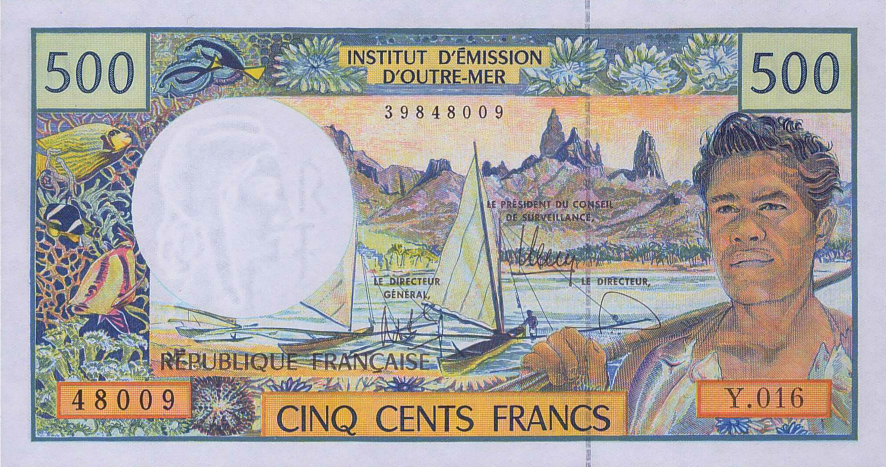 French Pacific Territories 500 1992 UNC P-1/h